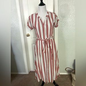 Loft Petite striped button-down maxi dress